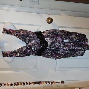 Body Central dress S peacock design, slightly padded top, v- neck front and back